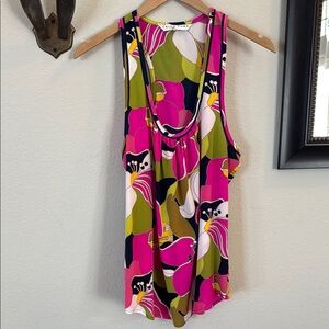 Vintage Trina Turk Vibrant Floral Sleeveless Top